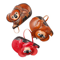 Porte-monnaie en cuir véritable fait main, koala 3D sur branche noire, pochette zippée avec dragonne, idéal pour un cadeau