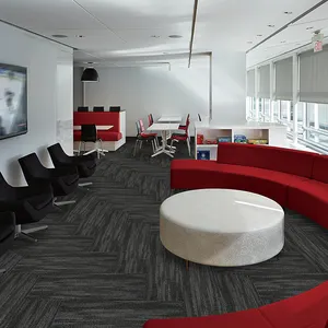 Alta calidad PP superficie piso alfombra azulejos Hotel comercial sala de estar Oficina azulejos alfombra 50*50cm