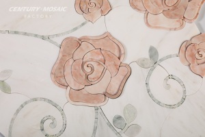 กระเบื้องโมเสคหินอ่อนสีขาวลายดอกคามิลเลียสีชมพูแบบ 3 มิติ สำหรับห้องน้ำ ห้องครัว ผนังตกแต่งวิลล่า โรงแรม - Product Image 4