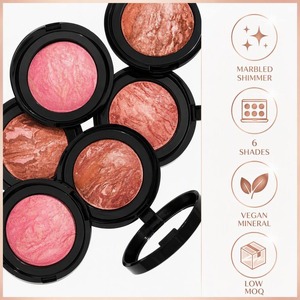 Palette <span class=keywords><strong>de</strong></span> maquillage visage personnalisée avec logo, surligneur et blush minéraux à base <span class=keywords><strong>de</strong></span> plantes, waterproof, scintillant, végétalien, marque privée, poudre <span class=keywords><strong>de</strong></span> blush - Product Image 4