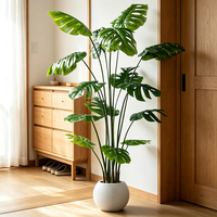 Plante artificielle Monstera en pot en plastique, fausse feuille tropicale, pour décoration intérieure, jardin, arrangement floral de mariage, durable et de haute qualité