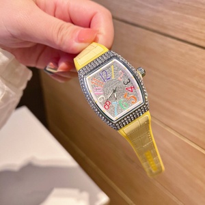 Luxury Full Diamond Paved Tonneau <b>Watch</b> for Women Colorful <b>Arabic</b> Numerals Leather Strap Gorgeous Women Fashion Quartz <b>Watch</b> - Product Image 3