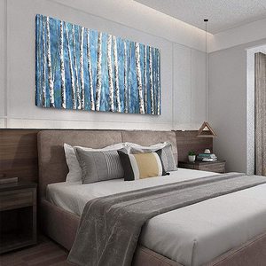 100% peint à la main salon décoration de la maison à la main <span class=keywords><strong>blanc</strong></span> <span class=keywords><strong>bouleau</strong></span> forêt abstraite peinture à l'huile toile mur art - Product Image 5