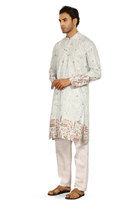 Kurta de Diseño Verde Menta, Prenda Étnica Elegante con Estampado Moderno, Perfecta para Looks Festivos y Tradicionales - Product Image 3