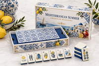 Ubin Mahjong Amerika Musim Panas Mediterania Mewah Modern Tema Lemon Zaitun Keramik Biru Hadiah Keluarga Klub Grosir OEM ODM
