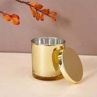8oz 10oz 14oz glänzende galvanisierte Champagner-Kerzenbehälter luxuriöse Glaskerzengläser mit metall-gold-Deckel