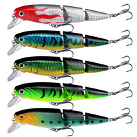 Ensemble de leurres de pêche au bar, 3 segments, minnow coulant multi-articulé, appât dur en plastique pour bar