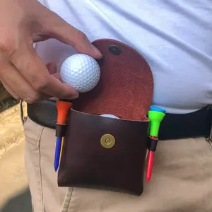 Convenient Lower MOQ Golf Leather Case Waist Belt Golf Balls Tees Pouch Clip Rangefinder Cover Accessories Gift