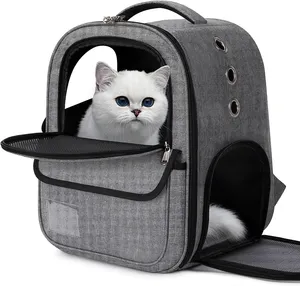 Customization Mesh Cat Travel Backpack Soft Sided Collapsible Dog Carriers Bag Portable Pet Carrier