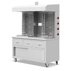 立式商用移动沙瓦玛烤肉串机双头烧烤烤架天篷<span class=keywords><strong>8</strong></span>燃烧器不锈钢厨房烤肉串 - Product Image 1