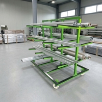 Système de rangement roulant à cantilever léger sans poutre pour entrepôt, avec barres en aluminium pour cadres de portes/fenêtres suspendus