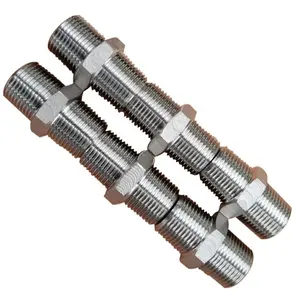 Conector de tubería de acero inoxidable ss 304, rosca macho de forjado BPS NPT, hexagonal, reductor de pezón, doble pezón