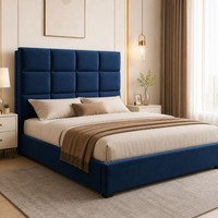 Lit plateforme rembourré King Queen avec base à ouverture latérale pour chambres d'hôtel en gros, OEM ODM, approvisionnement pour la vente au détail B2B B2C