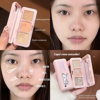 Palette de correcteurs 3 couleurs CAPPUVINI, couvrance totale, texture hydratante, couvre les cernes, les fossettes et les imperfections, kit de maquillage mignon pour chatons