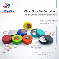 Boîte en métal ronde personnalisée avec fermeture à clic pour pilules, bonbons et comprimés, emballage métallique portable avec impression de logo personnalisé