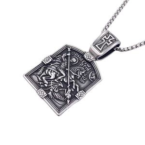 Collar con Colgante de Biblia de Acero Inoxidable con Diseño de Locomotora, Joyería Religiosa de Guerrero Sagrado, Amuleto de Cruz Dominante Bíblica - Product Image 3