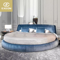 Meuble de chambre à coucher en cuir, léger, de luxe, lit rond, moderne, Double Design, haute qualité, nouveauté