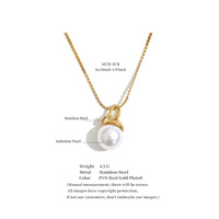 Collier pendentif en perles simulées vintage JINYOU 8338, plaqué or PVD, en acier inoxydable pour femmes