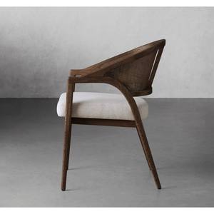 <span class=keywords><strong>Fauteuil</strong></span> de style français avec siège en tissu <span class=keywords><strong>beige</strong></span> Dossier en rotin Design minimaliste pour améliorer les intérieurs de salle à manger rustiques modernes - Product Image 5