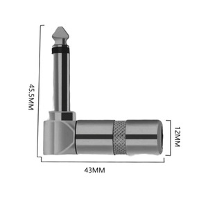 Conector de audio en ángulo recto de 6.35mm tipo L, conector mono de 2 pines para amplificador y micrófono. - Product Image 3
