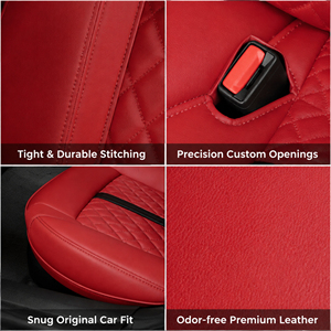 Funda de Asiento de Coche Roja Personalizada de Cuero Impermeable para 5 Plazas, Protector de Asiento a Medida para <span class=keywords><strong>Audi</strong></span> S5 <span class=keywords><strong>Sportback</strong></span> 2018 - Servicio OEM, MOQ Bajo - Product Image 4