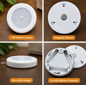 Round LED Night <b>Light</b> Warm White <b>Sensor</b> Control Battery Operated Minimalist Design for Bedroom - Product Image 6