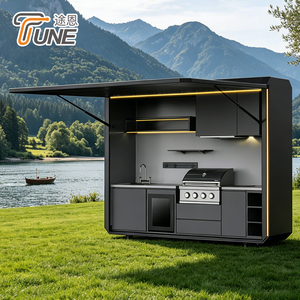 Estación de Cocina para Exteriores con Parrilla Integrada y Gabinetes Resistentes a la Intemperie para Patio y Jardín - Product Image 1