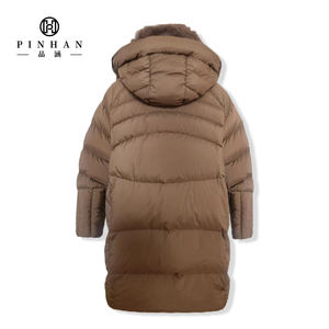 Manteau long en duvet pour femmes, col en fourrure de renard véritable, capuche détachable, <span class=keywords><strong>kaki</strong></span>, chaud, épais, <span class=keywords><strong>veste</strong></span> bouffante de marque de créateur pour femmes - Product Image 2