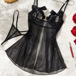 Sıcak satış rahat <span class=keywords><strong>Xxxl</strong></span> artı boyutu kadın seksi iç çamaşırı lüks oyma dantel pijama seksi bayanlar saten elbise kıyafeti - Product Image 1