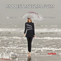 Maillots de bain modestes 3 pièces imprimés à coupe haute pour femmes musulmanes, anti-UV, Abaya islamique à manches longues et pantalon en Spandex/Polyester