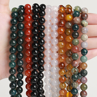 JD GEMS Agate rouge naturelle Onyx noir Agate indienne perles rondes en vrac perles en pierre naturelle idéale pour la fabrication de bijoux à bricoler soi-même