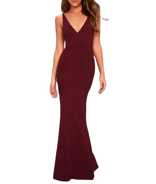 Comfortable Stretchy Long Dress Sleeveless Maxi Dress Mermaid Wedding Evening Dress