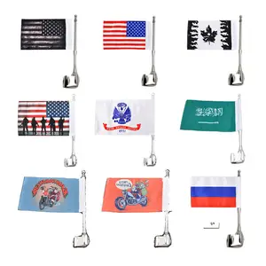 2023 Achterste Bagage Amerika Custom Motorvlag Eenvoudig Te Monteren Staat Vlaggen Banner Campagne Metalen Staaf Vlag Pole Voor Motorfiets