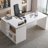 Bureau d'ordinateur en bois en forme de L blanc 3 tiroirs bureau d'angle exécutif réversible pour bureau à domicile chambre à coucher comprend l'écriture