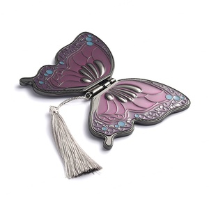 Butterfly Women Beauty Soft Enamel Creative Decorative Hand Held Mirror With Tassel - Product Image 2