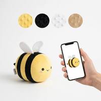 Maskot Taman Berbentuk Lebah Bulat Kustom, Bahan Katun Super Lembut, Garis-garis Hitam Kuning Berputar-putar, Sayap Tipis Putih Transparan, Merek Garden