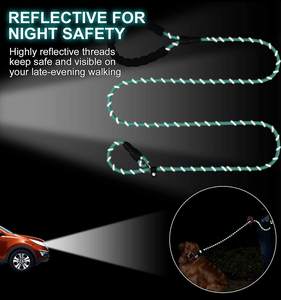Tali anjing nilon Herringbone Jacquard reflektif visibilitas tinggi ketahanan tinggi pegangan nyaman dapat diatur untuk Besar Sedang Kecil - Product Image 4