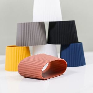 Multi-color Vertical Ridged Silicone Cup <b>Protector</b> Custom Print Heat Resistant Anti-slip Sleeve for <b>Glass</b> Coffee Water Tumbler - Product Image 2