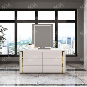 <span class=keywords><strong>Commode</strong></span> de chambre à coucher NOVA moderne en chêne massif <span class=keywords><strong>blanc</strong></span> brillant avec miroir de vanité et armoire de rangement - Product Image 6