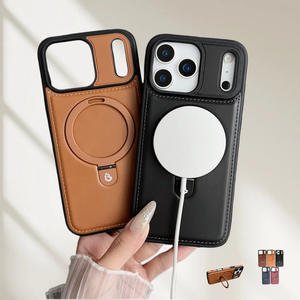 GS Popular Etuis de téléphone portable en cuir de luxe personnalisés pour iPhone 17 Air 17 <span class=keywords><strong>Pro</strong></span> 17 <span class=keywords><strong>Pro</strong></span> Max Etui en cuir avec support magnétique - Product Image 2