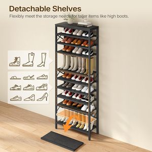 Multi-Layer Metal Steel <b>Shoe</b> <b>Rack</b> Simple Installation Floor-Standing <b>Shoe</b> Cabinet for Living Room Door-Mounted Entrance <b>Storage</b> - Product Image 3