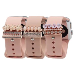 Correa de reloj de lujo, Charms para <span class=keywords><strong>Apple</strong></span> <span class=keywords><strong>Watch</strong></span>, anillo decorativo de diseño de flores para <span class=keywords><strong>Apple</strong></span> <span class=keywords><strong>Watch</strong></span> - Product Image 1