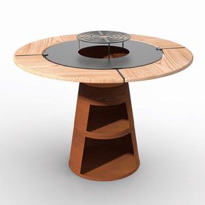 Kingjoy Brasero en acier corten <span class=keywords><strong>Barbecue</strong></span> BBQ Grill avec table en bois - Product Image 3