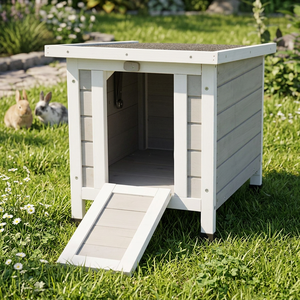 Caseta <span class=keywords><strong>de</strong></span> <span class=keywords><strong>Madera</strong></span> para Mascotas Pequeñas, Casa para <span class=keywords><strong>Conejos</strong></span> <span class=keywords><strong>de</strong></span> Interior y Exterior con Techo Abatible, Puerta con Rampa Bloqueable, Resistente a la Intemperie, <span class=keywords><strong>Madera</strong></span> <span class=keywords><strong>de</strong></span> Abeto - Product Image 1