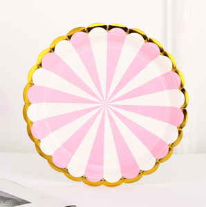 Plato de Papel Desechable de 7 Pulgadas para Fiestas de Cumpleaños y Bodas con Borde Dorado - Product Image 3