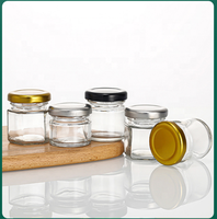 Ensemble de bocaux à miel hexagone rond en verre pour mariage clair Mini 45ml cuisine bouteilles et bocaux de stockage des aliments CLASSIC 12 Oz ST couvercle en métal