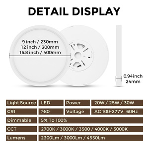 ไฟเพดาน LED ฟลัชเมาท์โคมไฟเพดาน5CCT ไฟติดเพดานในร่มบางเฉียบหรี่แสงได้ - Product Image 5