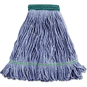 Têtes de balai serpillère Boardwalk BWK502BLEA bleues de 5 pouces, taille moyenne, en coton/fibre synthétique, avec bande de fixation Super Loop - Product Image 1