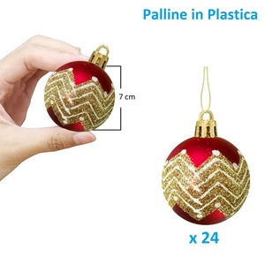Boules de Noël rouges, paillettes dorées, plastique mat incassable, 7 cm, pour décorations de sapin de Noël - Product Image 2