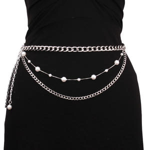Chaîne de corps multicouche pour femme avec perles d'imitation, accessoire de taille décontracté et tendance - Product Image 1